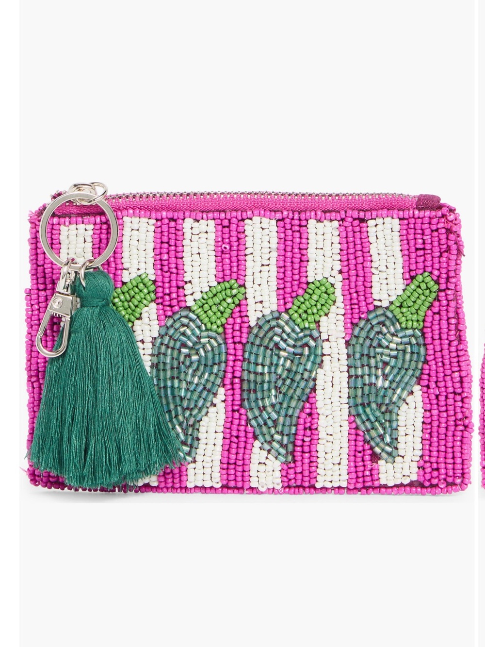 Collection XIIX Pepper Beaded Coin Pouch with Green Tassel